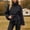 Black, variant on Cropped Trench Coat for Womens Double Long Sleeve Jacket High Stand Collar Fall Winter Coats Trendy Outfit with Belt for Daily Commuting