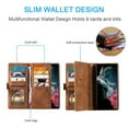 thumbnail image 3 of Dteck Wallet Case for Samsung Galaxy S23 Ultra,Magnetic Handbag Zipper Pocket PU Leather Cover Flip with 9 Card Slots and Wrist Strap Folio TPU Inner Stand Case,Brown, 3 of 8