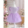 thumbnail image 2 of Baby Girl Romantic & Elegant Bowknot Decoration Jacquard Patchwork Butterfly Applique Mesh Ruffle Hem Dress, 2 of 5