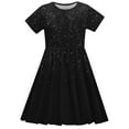 thumbnail image 7 of Spazoro Kids Girls A Line Dresses, New Style Stretchy Wrinkle Solid Color Short Sleeve Princess Dress for Child Girls Black Size 9 T, 7 of 7