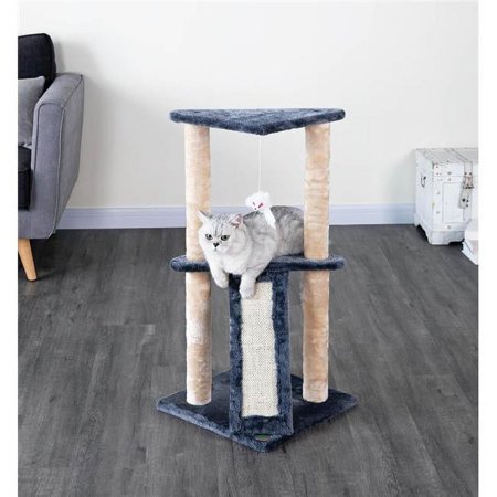 UPC: 0810602023075 | Go Pet Club F718 35 in. Kitten Cat Tree House with Scratching Board  Gray