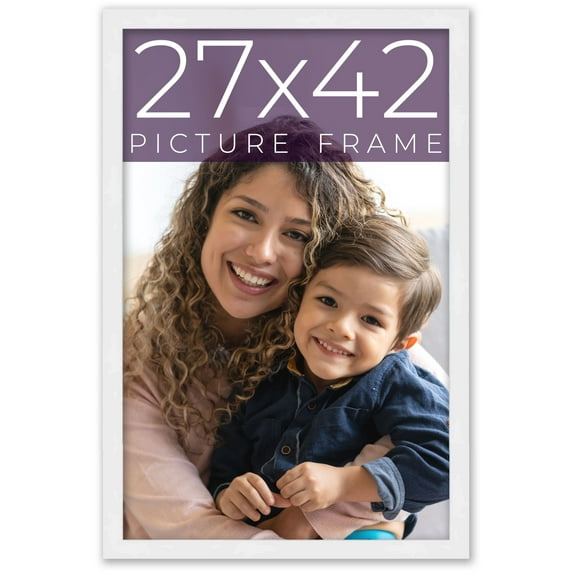 27x42 Frame White Real Wood Picture Frame Width 0.75 inches | Interior Frame Depth 0.5 inches |