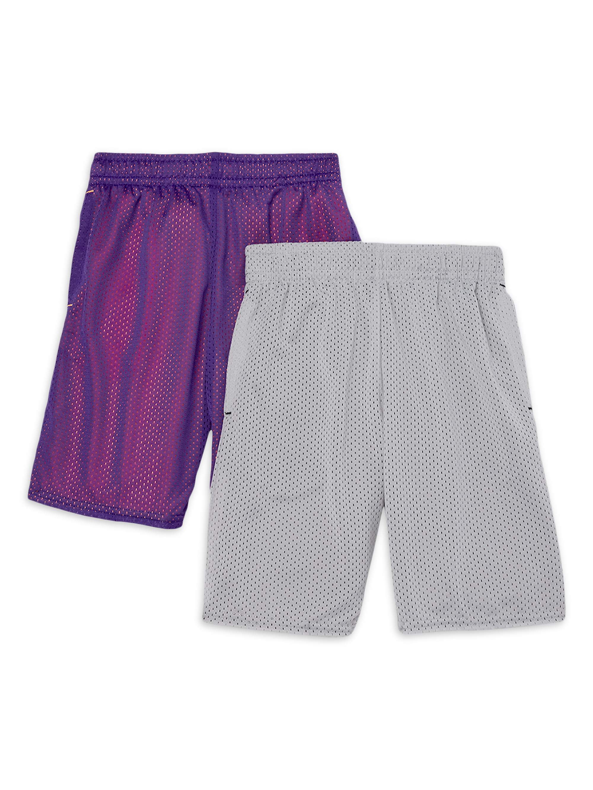 Athletic Works Youth 418 & Husky Performance Mesh Shorts, 2Pack