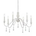 thumbnail image 4 of Alsy 26"W 6-Light Distressed-White Beaded Modern Farmhouse Cottage Chandelier, 4 of 5