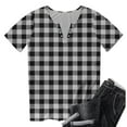 thumbnail image 4 of Camisetas de Cuello Redondo Botón de Impresión de la Moda de Manga Corta de las Mujeres, Poliéster Spandex, 4 of 5