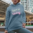 thumbnail image 2 of Feminist, Retro Groovy Wavy Text Art Merch Gift, Light Blue Hooded Sweatshirt or Hoodie, Medium, 2 of 5