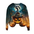 thumbnail image 6 of YUGYXL Funny Pumpkin Print Sweatshirts for Women Halloween Witch Bat Graphic Sweater Long Sleeve Round Neck Pullovers Multicolor XL, 6 of 6