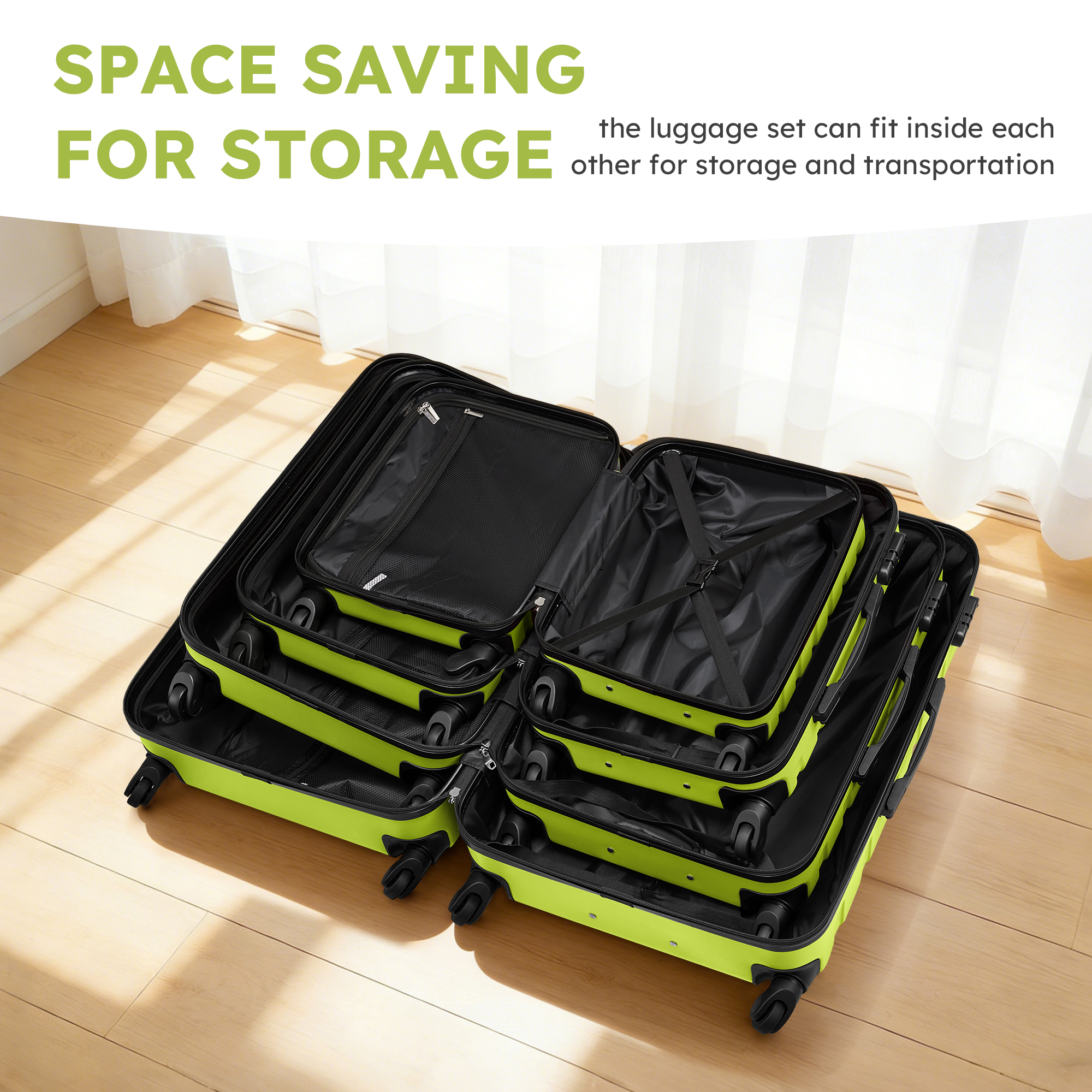 Gowill 4-Piece Luggage Set, Lime Green photo 8