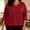 Red v neck 3/4 sleeve plus size blouse women a1, variant on thefmos Women's V Neck 3/4 Sleeve Pullover Blouse with Pocket Plus Size Solid Color Casual Top Trendy Fall Spring Outfit, Black 2XL