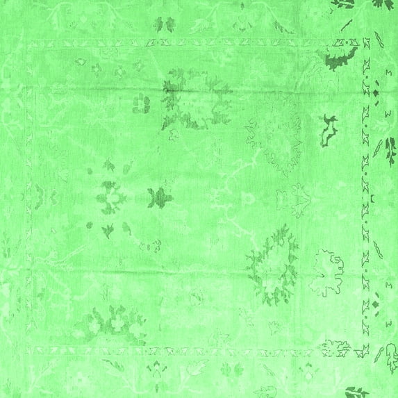 Ahgly Company Indoor Square Oriental Emerald Green Traditional Area Rugs, 3' Square