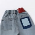 thumbnail image 4 of Krdevn Boys Retro Washed Denim Shorts, Casual Elastic Waist Loose Fit Summer Cargo Jeans,Blue,8-10 Years, 4 of 7