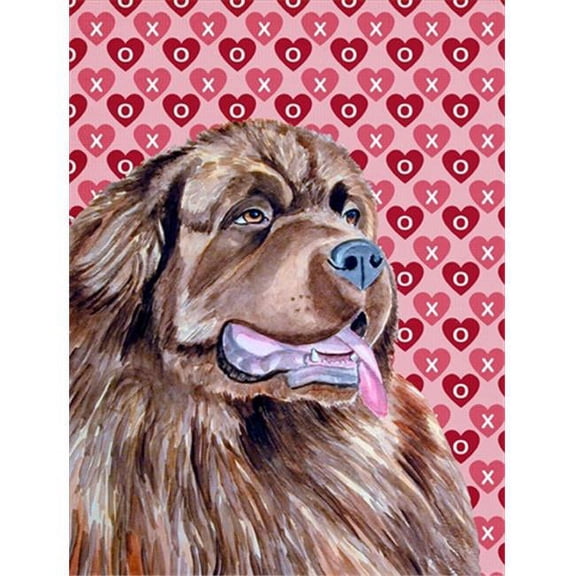 28 x 40 in. Newfoundland Hearts Love And Valentines Day Portrait Flag Canvas House Size
