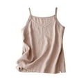 thumbnail image 2 of Lovskoo Womens Cotton Linen Tank Tops Summer Casual Sleeveless V Neck Camisole Loose Spaghetti Strap Cami Shirts Pink, 2 of 9