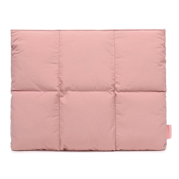 Pink Laptop Sleeve Protective Case 14 Inch Padded Quilted Puffer Carrying Cover Computer Notebook Pouch Shockproof Storage Bag In Pink Color