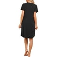 thumbnail image 3 of INSPIRE CHIC Women's Pleated Front Loose Fit Short Sleeve Nightgowns House Dress Loose Nightshirt with Hand Pockets M Black, 3 of 5