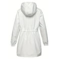 thumbnail image 3 of Fshiont Rain Jacket Women Striped Lined Hooded Lightweight Raincoat Outdoor Waterproof Windbreaker White L, 3 of 4