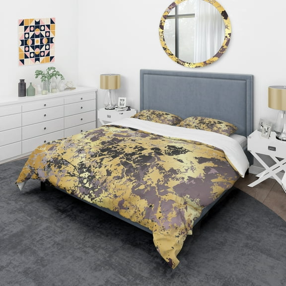 Designart 'Golden Marble Composition' Modern & Contemporary Duvet Cover Set