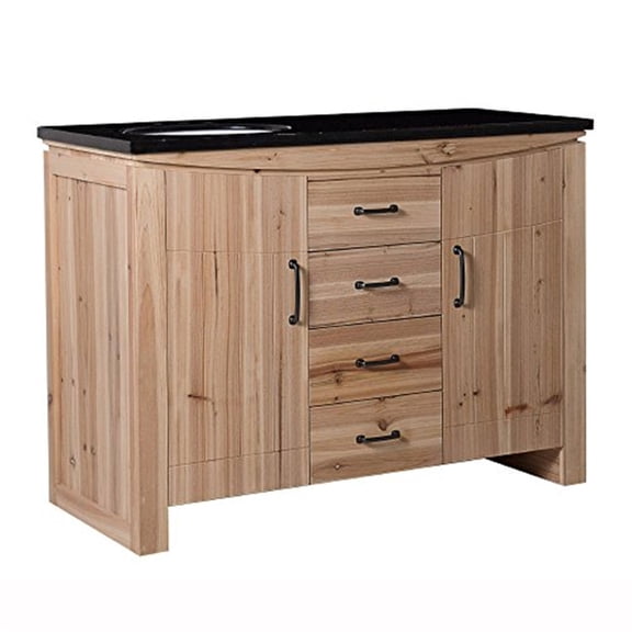 48 Inch Single Sink Vanity - Solid Fir Wood Bathroom Cabinet - Natural Finish