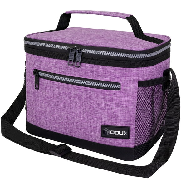 Lonchera aislante Opux, grande, suave, 25 x 18 x 20 cm, color morado