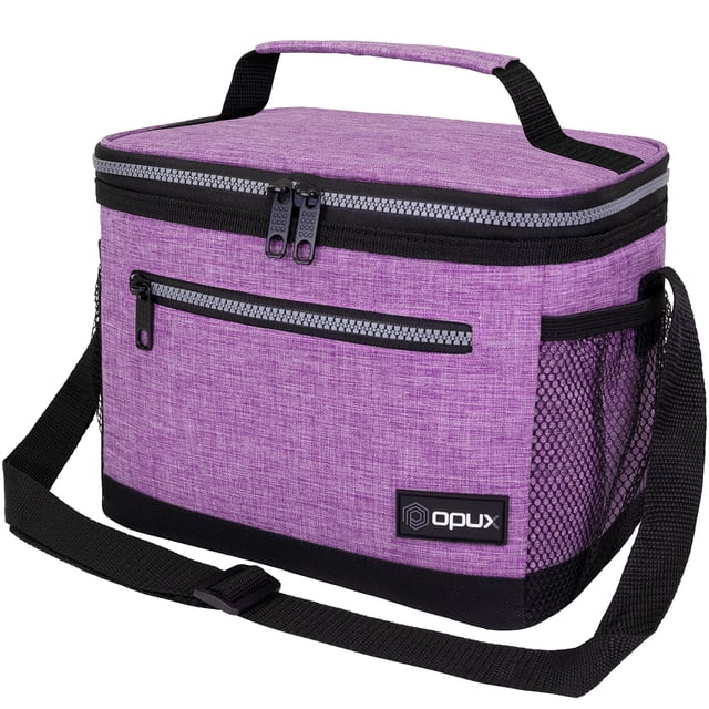 Lonchera aislante Opux, grande, suave, 25 x 18 x 20 cm, color morado