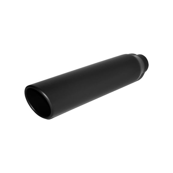 Flat Black Exhaust Tip Long 2.25" Inlet 3.5" Outlet 18" L Rolled Angle Cut