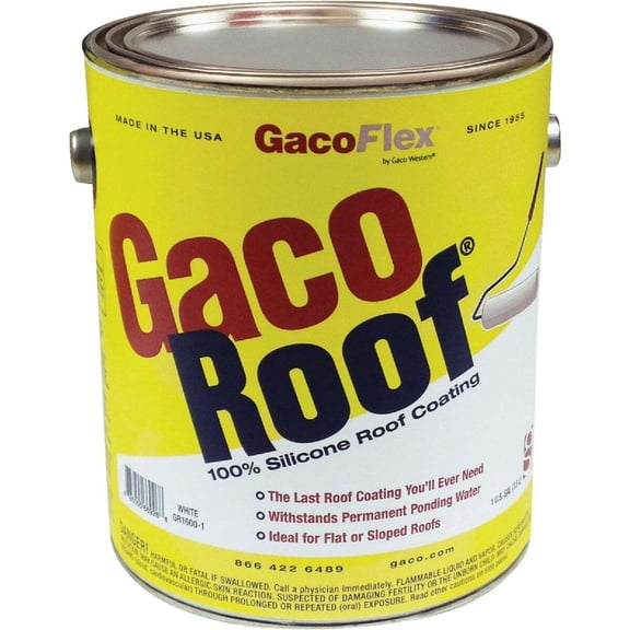 GacoRoof VOC-Compliant Silicone Roof Coating, White, 1 Gal. GR1600C-1