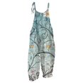 thumbnail image 6 of Women Linen Overalls Summer Casual Floral Printed Loose Fit Jumpsuits Boho Cute Wide Leg Rompers Pants with Pockets, 6 of 7