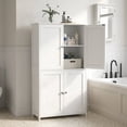 thumbnail image 7 of LEDREM Bathroom Storage Floor Cabinet Organizer with Adjustable Shelf 4 Magnetic Doors Freestanding for Small Spaces,White, 7 of 7