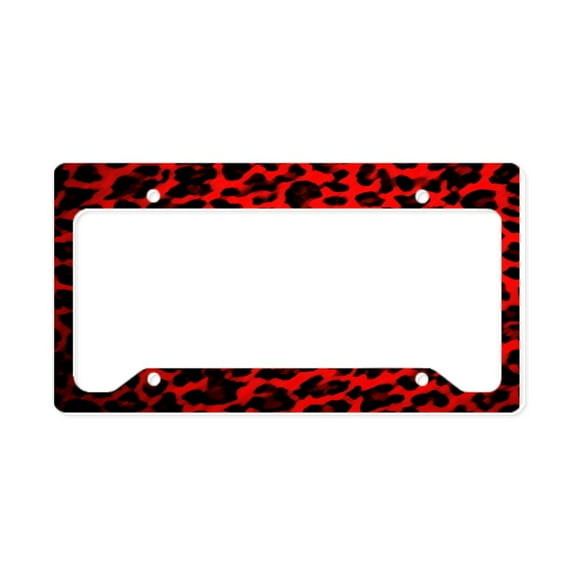 CafePress - Red & Black Leopard Print License Plate Holder - Aluminum License Plate Frame, License Tag Holder