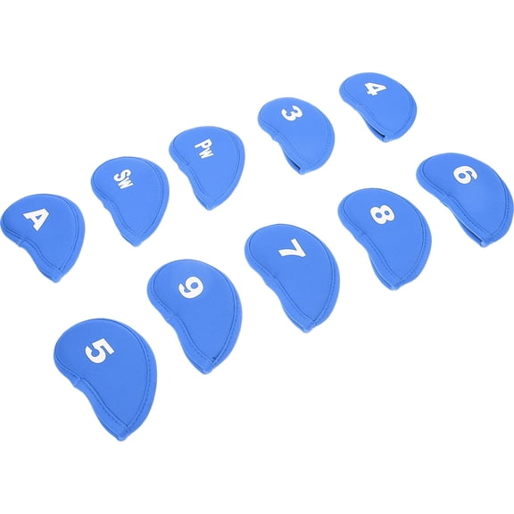 SEWCHICS 10Pcs Blue Fabric Golf Club Covers Professional Protection for Mallet Putter Shafts