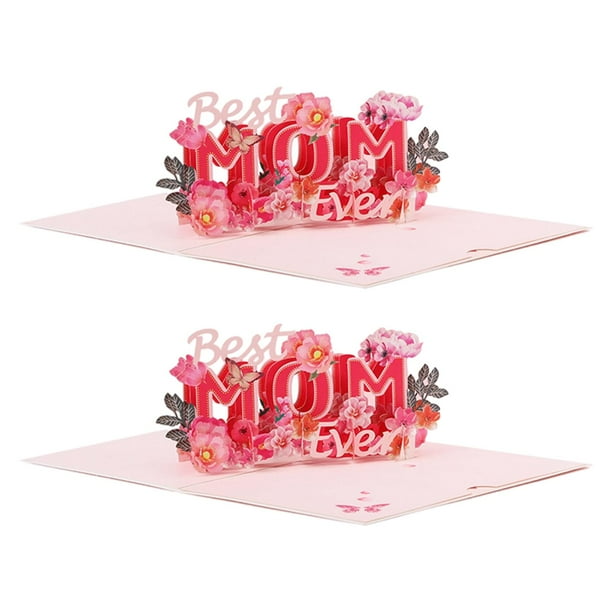 Tarjeta de flores 3D hecha a mano para el Día de la Madre, tarjetas emergentes para hija y abuela. 2 piezas