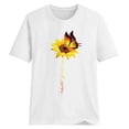 thumbnail image 3 of Blouse Été Manches Courtes T-shirt Femmes Rond T-shirt Été Manches Courtes Col Imprimé Tournesol Col Rond Top, Blanc, XL, 3 of 5