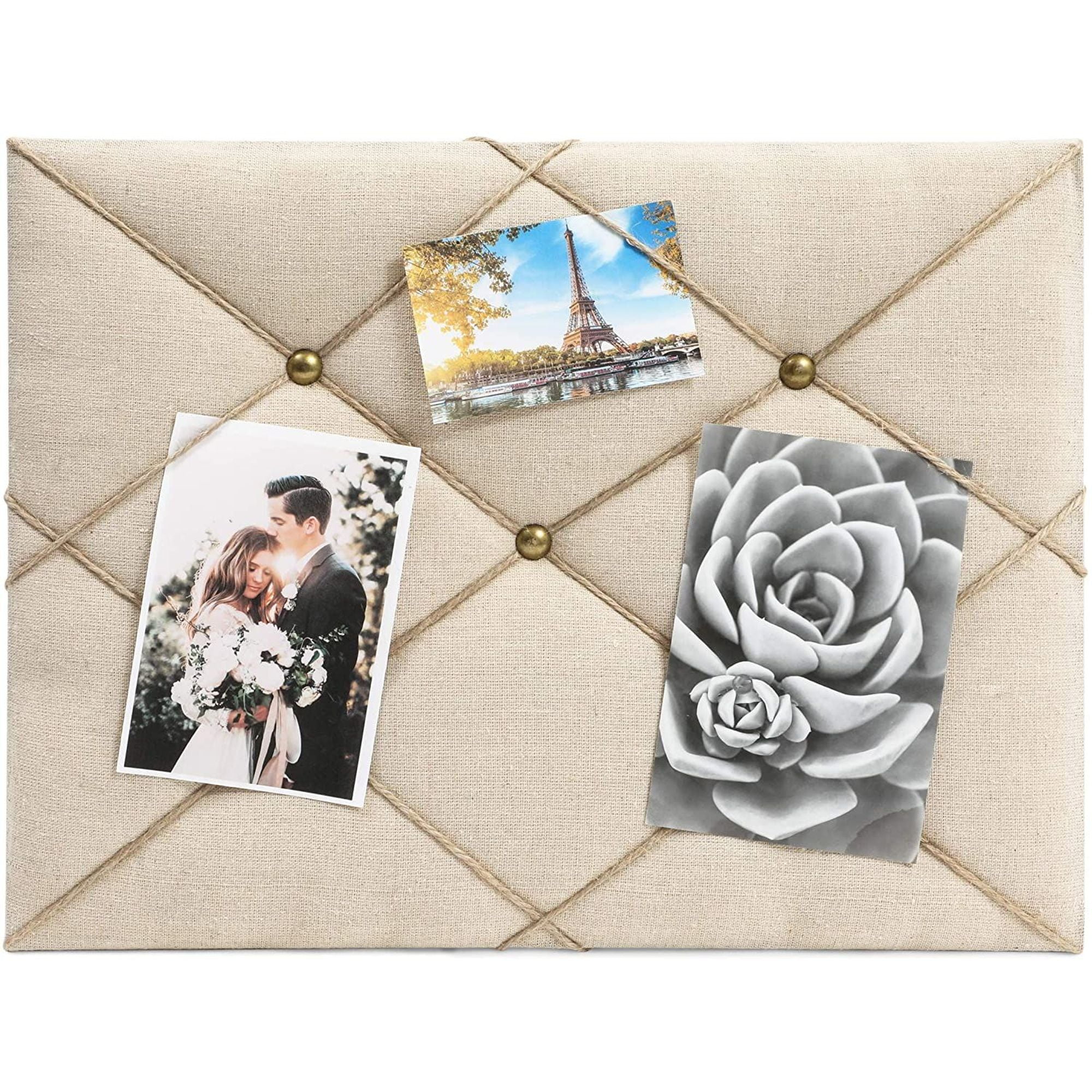 Photo Bulletin Board Linen Memory Board Corkboard for Pictures Memo 16