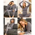 thumbnail image 5 of ViCherub Conjunto de ropa interior térmica para mujer Long Johns capa base forro polar clima frío suave parte superior inferior gris 2XL, 5 of 5