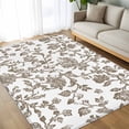 thumbnail image 4 of 5x7 Area Rugs, Brown Flower Non-Skid Rubber Backing Large Rectangle Rugs - Living Room Bedroom Home Office, Vintage Farmhouse Boho Leaf Spring Plant Indoor Floor Mat Carpets Washable Rug, 4 of 9