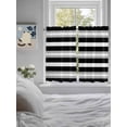thumbnail image 4 of Black Grey White Stripe Tier Curtains 45 Inches Long, Farmhouse Modern Art Striped Window Treatment Curtain Drapes, Small Curtain Drapes for Bathroom Laundry Room, 27.5"x45", 2 Panels, 4 of 7