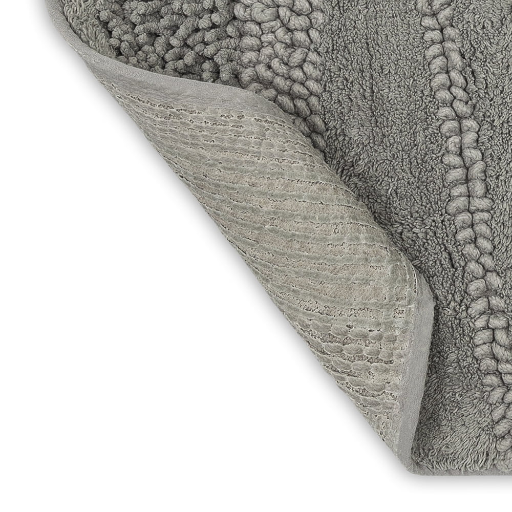 Mohawk Home Plush Cotton Fade/Stain Resistant Non-slip Machine Washable Bath Mat, Cool Grey, 2' 3" x 3' 9"