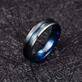 thumbnail image 4 of 6mm Tungsten Wedding Band for Women Men Blue Plated Groove Polished Beveled Edge Comfort Fit Size 7-12, 4 of 6
