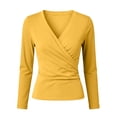 thumbnail image 6 of Bxsruta Womens Wrap Tops Deep V Neck Long Sleeve Shirts Ruched Casual Blouses, 6 of 6