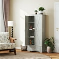 thumbnail image 3 of HOMCOM Farmhouse Pantry Cabinet, Kitchen Cabinet, Distressed Light Gray, 3 of 9
