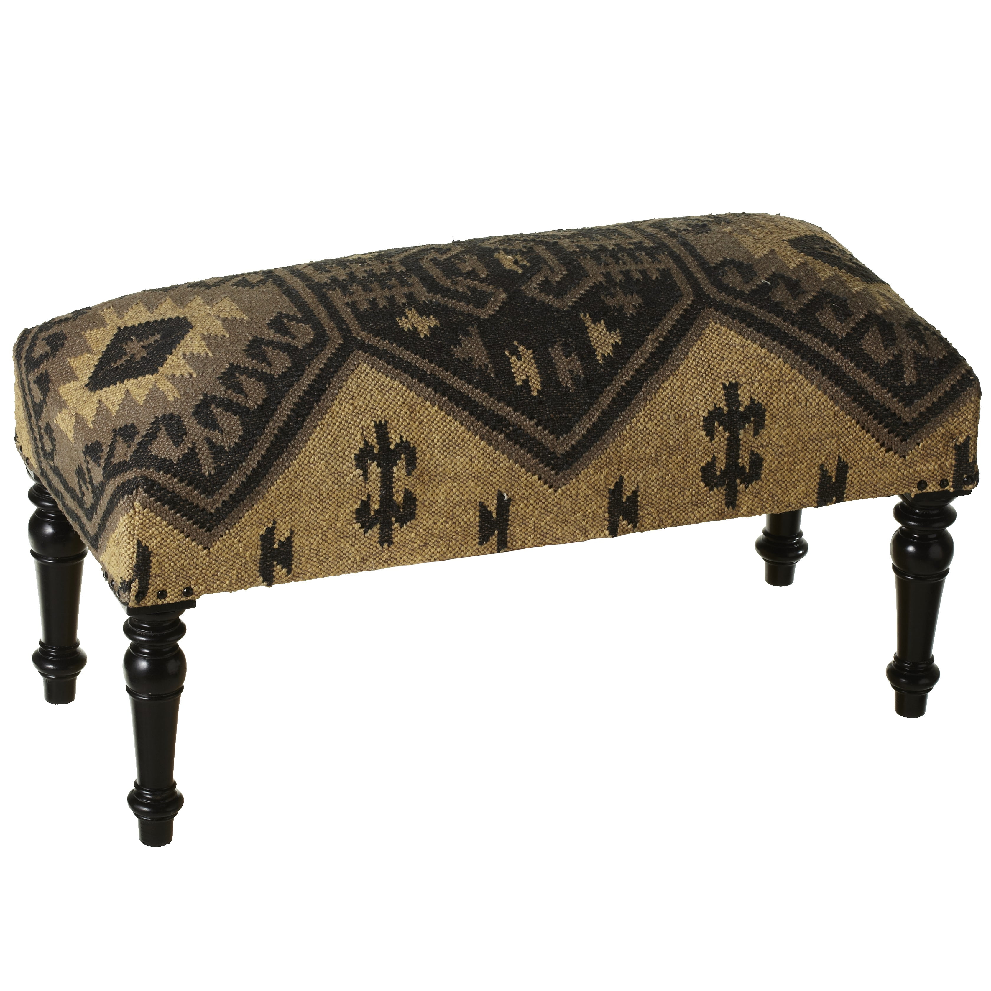 Cbk Mango Wood Black And Tan Kilim Upholstered Bench 147772 Walmart Com Walmart Com
