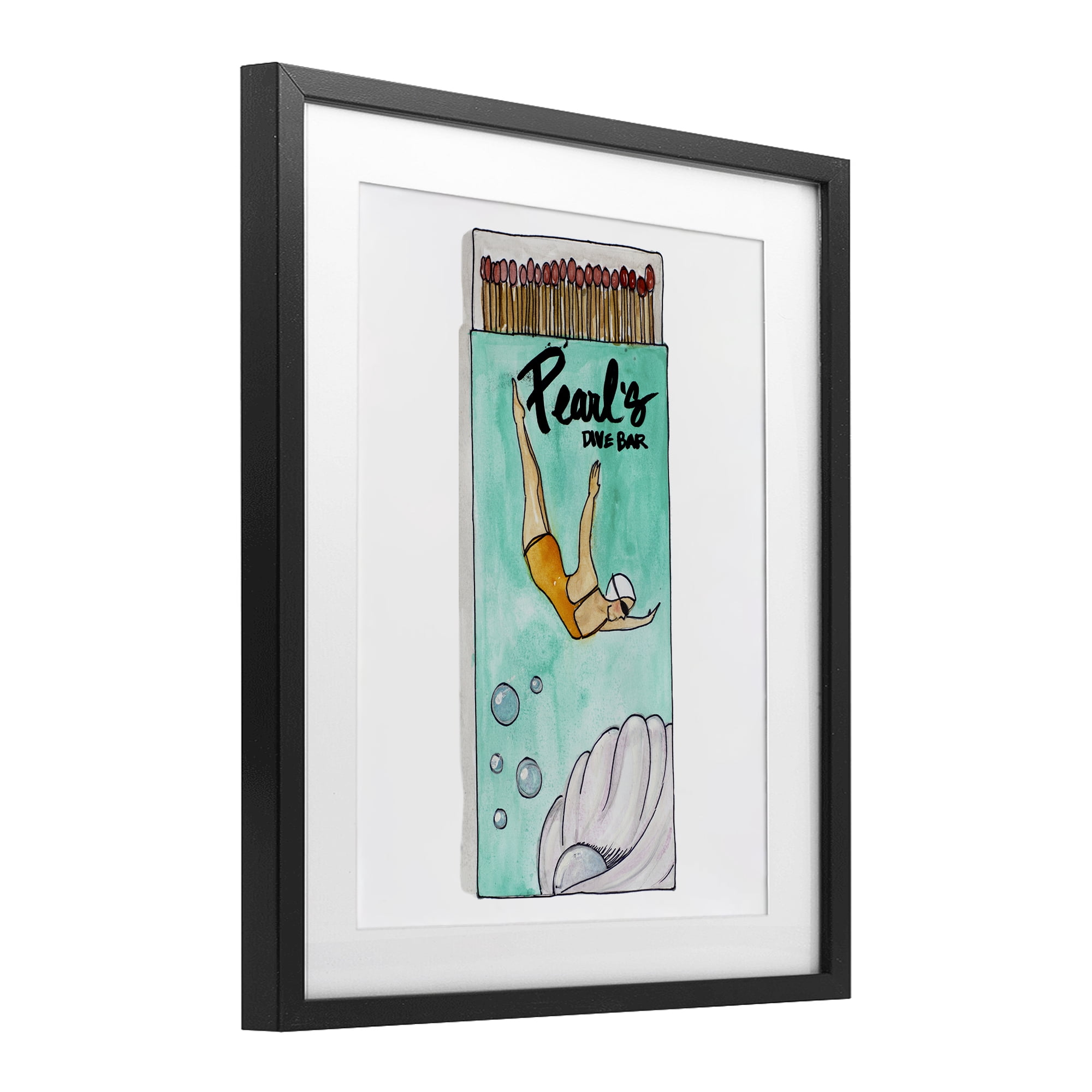 Stupell Industries Pearl Dive Matchbox Black Framed Print Under Glass, design by Nola James