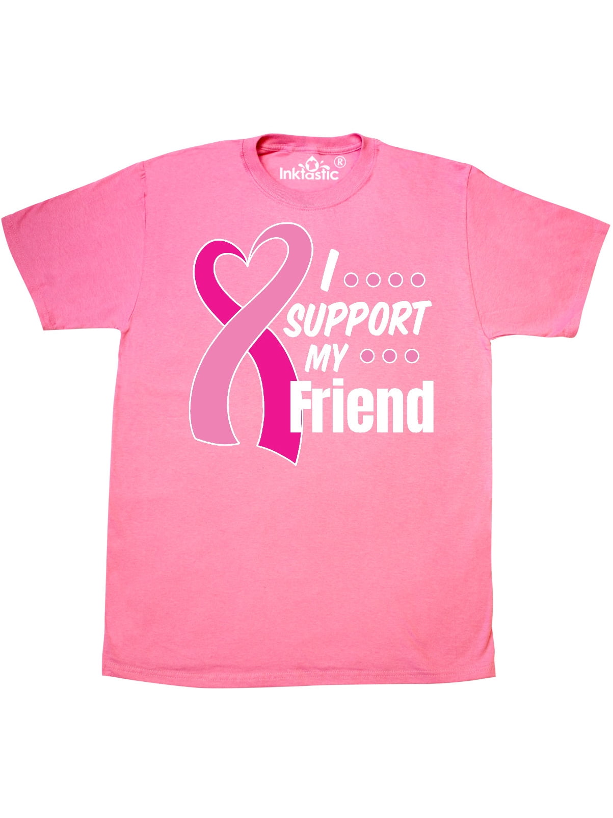 INKtastic - Breast Cancer Awareness I Support My Friend with Pink Ribbon T-Shirt - Walmart.com 