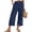 Navy, variant on Linen Cotton Capri Pants For Women Back Pocket Picnic Outfits Summer With Pockets Cropped Capri Solid Side Slit Smooth Waist Road Trip Lightweight Feel Dark Gray XXL