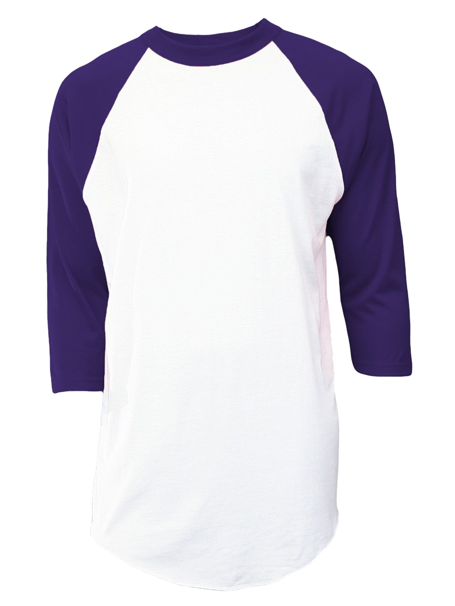 purple and white baseball shirt