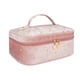 thumbnail image 1 of Neceser de maquillaje de terciopelo para mujer con brocha de maquillaje, bolsillo con cremallera, bolsas de cosméticos de viaje con divisor, bolsa de maquillaje estrellada, C rosa, 11 Feliz Sencillez, 1 of 5