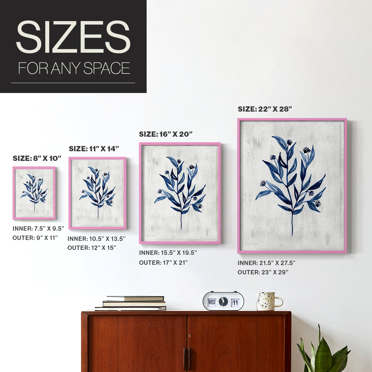 Wild Indigo III Framed Print in Pink Solid Wood 11 x 14 Framed Print