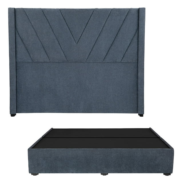Recámara King Size Aurora Steel Blue con Cabecera + Box Base Cama