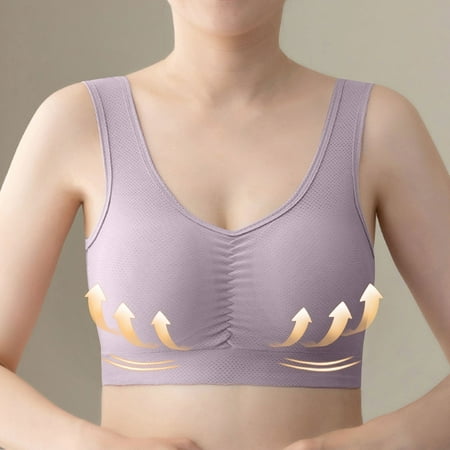 Juslio Minimizer Bras for Women Athletic Wirefree Breathable Solid Vest Breasted Bra