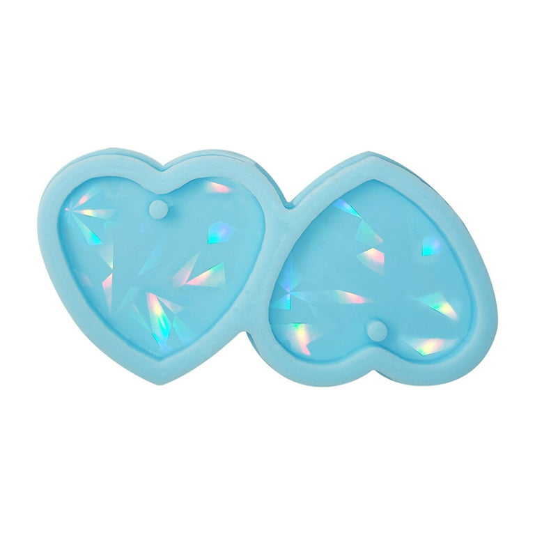 Sofullue Colorful Holographic Resin Molds Silicone,Earring Resin Moulds  Heart Epoxy Resin Casting Mold for DIYJewelry Making 
